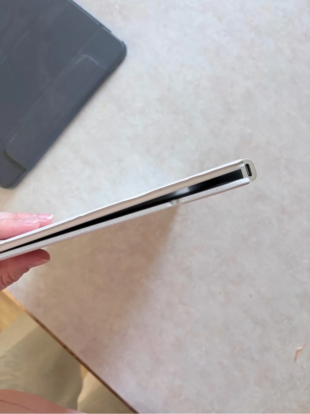 Apple Tablet with Gray Foldable Smart Cover